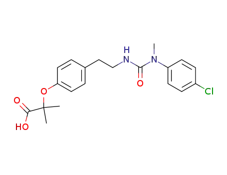 Molecular Structure of 64985-51-9 (Propanoic acid,
2-[4-[2-[[[(4-chlorophenyl)methylamino]carbonyl]amino]ethyl]phenoxy]-2-
methyl-)