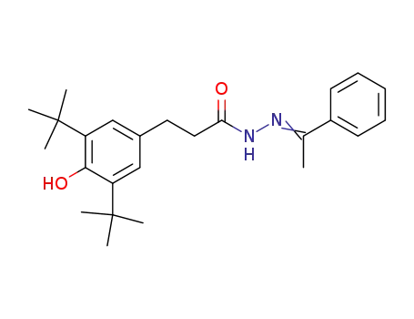 Molecular Structure of 67575-05-7 (Benzenepropanoic acid,3,5-bis(1,1-dimethylethyl)-4-hydroxy-, 2-(1-phenylethylidene)hydrazide)