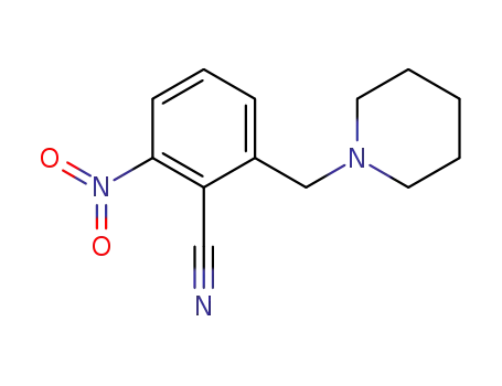 Molecular Structure of 630409-75-5 (Benzonitrile, 2-nitro-6-(1-piperidinylmethyl)-)