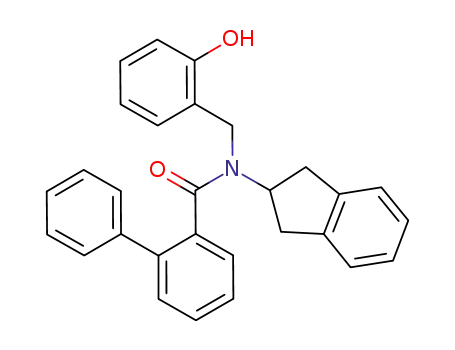 Molecular Structure of 439567-77-8 ([1,1'-Biphenyl]-2-carboxamide,
N-(2,3-dihydro-1H-inden-2-yl)-N-[(2-hydroxyphenyl)methyl]-)