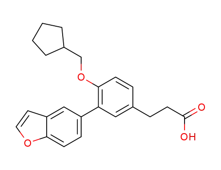 Molecular Structure of 590413-84-6 (Benzenepropanoic acid, 3-(5-benzofuranyl)-4-(cyclopentylmethoxy)-)