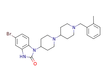 Molecular Structure of 634617-20-2 (2H-Benzimidazol-2-one,
5-bromo-1,3-dihydro-1-[1'-[(2-methylphenyl)methyl][1,4'-bipiperidin]-4-yl
]-)