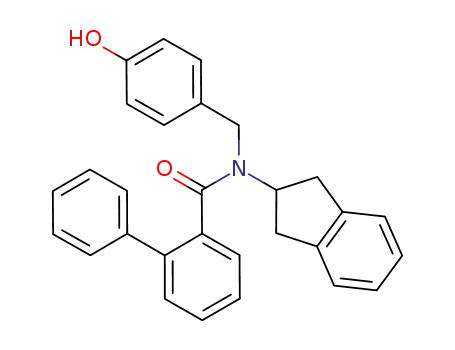 Molecular Structure of 439567-76-7 ([1,1'-Biphenyl]-2-carboxamide,
N-(2,3-dihydro-1H-inden-2-yl)-N-[(4-hydroxyphenyl)methyl]-)