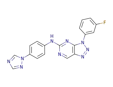 Molecular Structure of 842128-32-9 (3H-1,2,3-Triazolo[4,5-d]pyrimidin-5-amine,
3-(3-fluorophenyl)-N-[4-(1H-1,2,4-triazol-1-yl)phenyl]-)