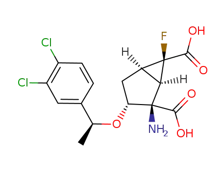 Bicyclo[3.1.0]hexane-2,6-dicarboxylic acid,
2-amino-3-[(1S)-1-(3,4-dichlorophenyl)ethoxy]-6-fluoro-,
(1R,2R,3R,5R,6R)-