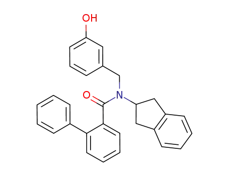 Molecular Structure of 439567-73-4 ([1,1'-Biphenyl]-2-carboxamide,
N-(2,3-dihydro-1H-inden-2-yl)-N-[(3-hydroxyphenyl)methyl]-)