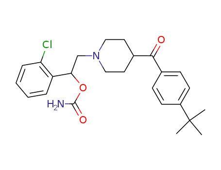 Molecular Structure of 666858-27-1 (Methanone,
[1-[2-[(aminocarbonyl)oxy]-2-(2-chlorophenyl)ethyl]-4-piperidinyl][4-(1,1-
dimethylethyl)phenyl]-)