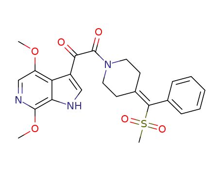 Molecular Structure of 676489-36-4 (Piperidine,
1-[(4,7-dimethoxy-1H-pyrrolo[2,3-c]pyridin-3-yl)oxoacetyl]-4-[(methylsulf
onyl)phenylmethylene]-)