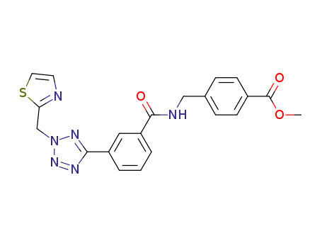 Molecular Structure of 660858-69-5 (Benzoic acid,
4-[[[3-[2-(2-thiazolylmethyl)-2H-tetrazol-5-yl]benzoyl]amino]methyl]-,
methyl ester)