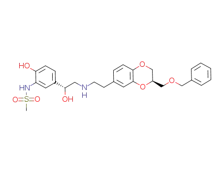 Molecular Structure of 686779-97-5 (Methanesulfonamide,
N-[5-[(1R)-2-[[2-[(3R)-2,3-dihydro-3-[(phenylmethoxy)methyl]-1,4-benzo
dioxin-6-yl]ethyl]amino]-1-hydroxyethyl]-2-hydroxyphenyl]-)