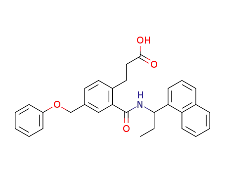Molecular Structure of 499146-83-7 (Benzenepropanoic acid,
2-[[[1-(1-naphthalenyl)propyl]amino]carbonyl]-4-(phenoxymethyl)-)