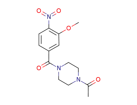 Molecular Structure of 761440-54-4 (Piperazine, 1-acetyl-4-(3-methoxy-4-nitrobenzoyl)-)