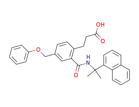 Molecular Structure of 499146-77-9 (Benzenepropanoic acid,
2-[[[1-methyl-1-(1-naphthalenyl)ethyl]amino]carbonyl]-4-(phenoxymethyl)
-)