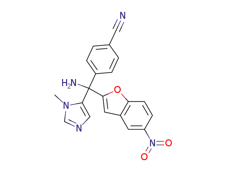 Molecular Structure of 684648-51-9 (Benzonitrile,
4-[amino(1-methyl-1H-imidazol-5-yl)(5-nitro-2-benzofuranyl)methyl]-)
