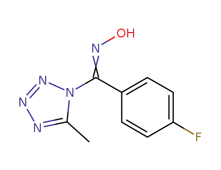 Molecular Structure of 500206-59-7 (1H-Tetrazole, 1-[(4-fluorophenyl)(hydroxyimino)methyl]-5-methyl-)