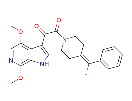 Molecular Structure of 676489-33-1 (Piperidine,
1-[(4,7-dimethoxy-1H-pyrrolo[2,3-c]pyridin-3-yl)oxoacetyl]-4-(fluorophen
ylmethylene)-)