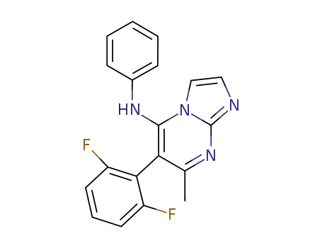 Molecular Structure of 502505-01-3 (Imidazo[1,2-a]pyrimidin-5-amine,
6-(2,6-difluorophenyl)-7-methyl-N-phenyl-)