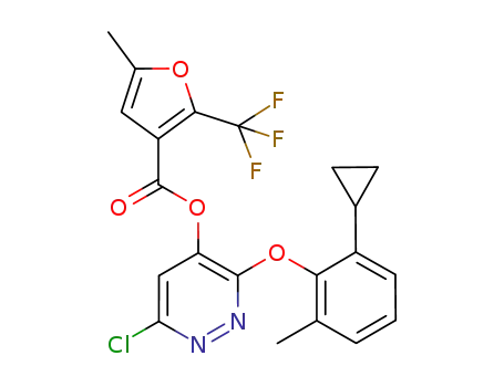 Molecular Structure of 499233-41-9 (3-Furancarboxylic acid, 5-methyl-2-(trifluoromethyl)-,
6-chloro-3-(2-cyclopropyl-6-methylphenoxy)-4-pyridazinyl ester)