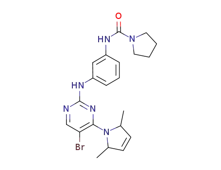 Molecular Structure of 702678-20-4 (1-Pyrrolidinecarboxamide,
N-[3-[[5-bromo-4-(2,5-dihydro-2,5-dimethyl-1H-pyrrol-1-yl)-2-pyrimidinyl
]amino]phenyl]-)