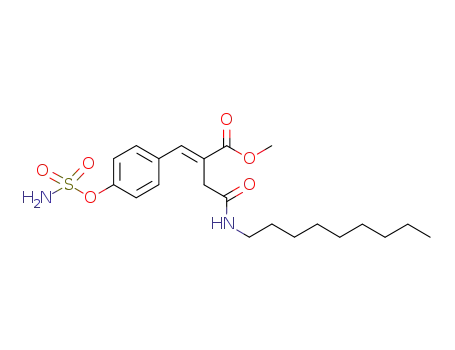 Molecular Structure of 501333-73-9 (Butanoic acid,
2-[[4-[(aminosulfonyl)oxy]phenyl]methylene]-4-(nonylamino)-4-oxo-,
methyl ester, (2E)-)