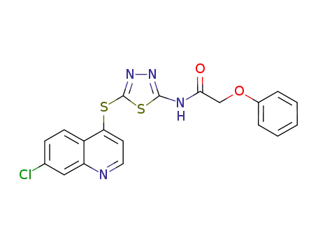 Molecular Structure of 664325-24-0 (Acetamide,
N-[5-[(7-chloro-4-quinolinyl)thio]-1,3,4-thiadiazol-2-yl]-2-phenoxy-)