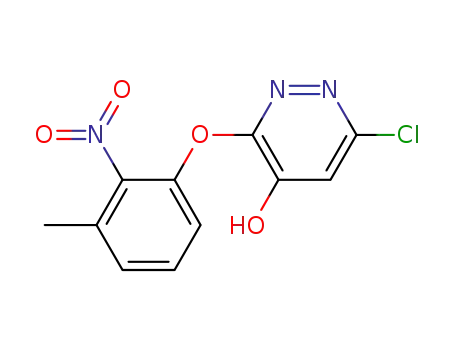 Molecular Structure of 499225-84-2 (4-Pyridazinol, 6-chloro-3-(3-methyl-2-nitrophenoxy)-)
