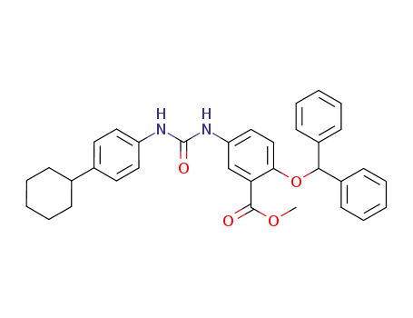 Benzoic acid,
5-[[[(4-cyclohexylphenyl)amino]carbonyl]amino]-2-(diphenylmethoxy)-,
methyl ester