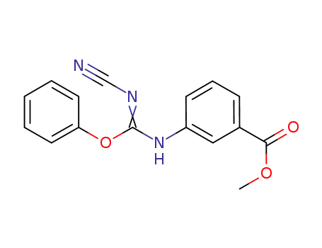 Molecular Structure of 198152-16-8 (Benzoic acid, 3-[[(cyanoamino)phenoxymethylene]amino]-, methyl ester)