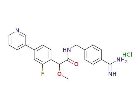 Molecular Structure of 701264-85-9 (Benzeneacetamide,
N-[[4-(aminoiminomethyl)phenyl]methyl]-2-fluoro-a-methoxy-4-(3-pyridin
yl)-, monohydrochloride)