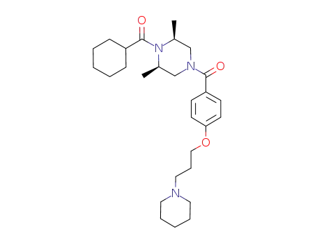 Molecular Structure of 685872-19-9 (Piperazine,
1-(cyclohexylcarbonyl)-2,6-dimethyl-4-[4-[3-(1-piperidinyl)propoxy]benz
oyl]-, (2R,6S)-rel-)