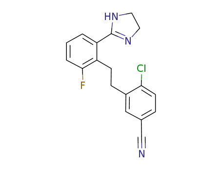 Molecular Structure of 685126-45-8 (Benzonitrile,
4-chloro-3-[2-[2-(4,5-dihydro-1H-imidazol-2-yl)-6-fluorophenyl]ethyl]-)