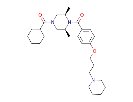 Molecular Structure of 685872-48-4 (Piperazine,
4-(cyclohexylcarbonyl)-2,6-dimethyl-1-[4-[3-(1-piperidinyl)propoxy]benz
oyl]-, (2R,6S)-rel-)