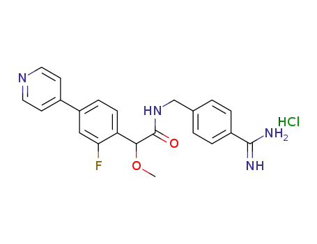 Molecular Structure of 701264-87-1 (Benzeneacetamide,
N-[[4-(aminoiminomethyl)phenyl]methyl]-2-fluoro-a-methoxy-4-(4-pyridin
yl)-, monohydrochloride)