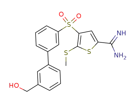 Molecular Structure of 631903-79-2 (2-Thiophenecarboximidamide,
4-[[3'-(hydroxymethyl)[1,1'-biphenyl]-3-yl]sulfonyl]-5-(methylthio)-)