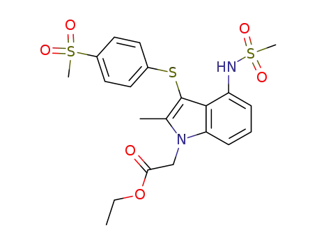 Molecular Structure of 802905-26-6 (1H-Indole-1-acetic acid,
2-methyl-4-[(methylsulfonyl)amino]-3-[[4-(methylsulfonyl)phenyl]thio]-,
ethyl ester)