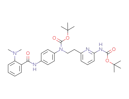 Molecular Structure of 689157-39-9 (Carbamic acid,
[6-[2-[[4-[[2-(dimethylamino)benzoyl]amino]phenyl][(1,1-dimethylethoxy)
carbonyl]amino]ethyl]-2-pyridinyl]-, 1,1-dimethylethyl ester)