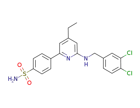 Molecular Structure of 675620-32-3 (Benzenesulfonamide,
4-[6-[[(3,4-dichlorophenyl)methyl]amino]-4-ethyl-2-pyridinyl]-)