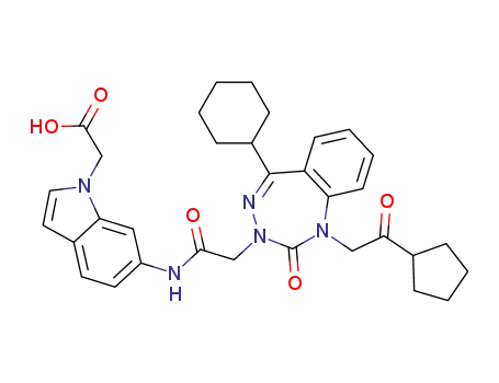 1H-Indole-1-acetic acid,
6-[[[5-cyclohexyl-1-(2-cyclopentyl-2-oxoethyl)-1,2-dihydro-2-oxo-3H-1,3,
4-benzotriazepin-3-yl]acetyl]amino]-