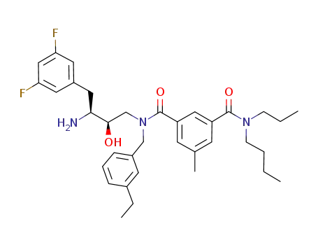 Molecular Structure of 674312-69-7 (1,3-Benzenedicarboxamide,
N-[(2R,3S)-3-amino-4-(3,5-difluorophenyl)-2-hydroxybutyl]-N'-butyl-N-[(
3-ethylphenyl)methyl]-5-methyl-N'-propyl-)