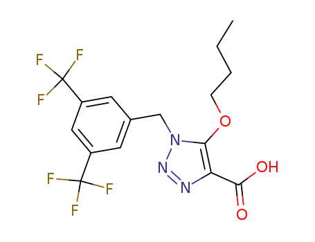 Molecular Structure of 823188-42-7 (1H-1,2,3-Triazole-4-carboxylic acid,
1-[[3,5-bis(trifluoromethyl)phenyl]methyl]-5-butoxy-)