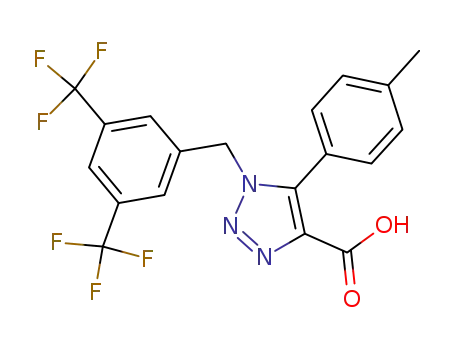 Molecular Structure of 823188-75-6 (1H-1,2,3-Triazole-4-carboxylic acid,
1-[[3,5-bis(trifluoromethyl)phenyl]methyl]-5-(4-methylphenyl)-)