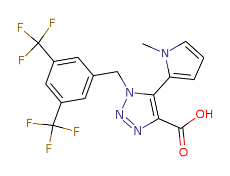 Molecular Structure of 823189-33-9 (1H-1,2,3-Triazole-4-carboxylic acid,
1-[[3,5-bis(trifluoromethyl)phenyl]methyl]-5-(1-methyl-1H-pyrrol-2-yl)-)