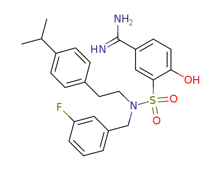 Molecular Structure of 524742-90-3 (Benzenecarboximidamide,
3-[[[(3-fluorophenyl)methyl][2-[4-(1-methylethyl)phenyl]ethyl]amino]sulfon
yl]-4-hydroxy-)