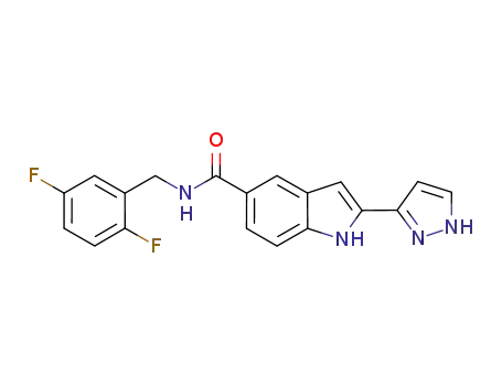 Molecular Structure of 827317-19-1 (1H-Indole-5-carboxamide,
N-[(2,5-difluorophenyl)methyl]-2-(1H-pyrazol-3-yl)-)