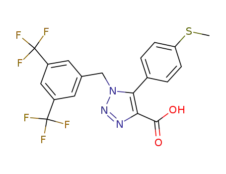 Molecular Structure of 823189-35-1 (1H-1,2,3-Triazole-4-carboxylic acid,
1-[[3,5-bis(trifluoromethyl)phenyl]methyl]-5-[4-(methylthio)phenyl]-)