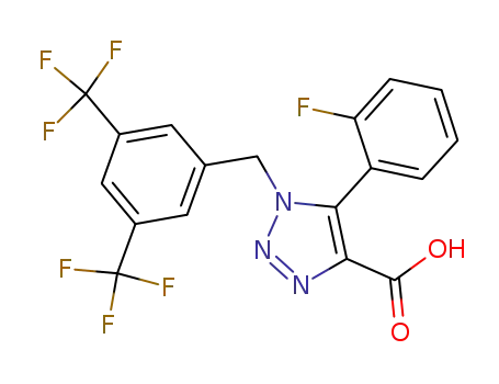 Molecular Structure of 823188-71-2 (1H-1,2,3-Triazole-4-carboxylic acid,
1-[[3,5-bis(trifluoromethyl)phenyl]methyl]-5-(2-fluorophenyl)-)