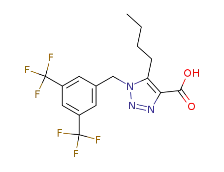 Molecular Structure of 823189-29-3 (1H-1,2,3-Triazole-4-carboxylic acid,
1-[[3,5-bis(trifluoromethyl)phenyl]methyl]-5-butyl-)