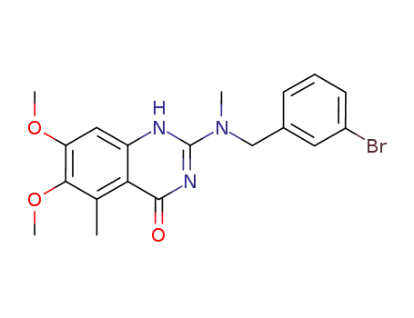 Molecular Structure of 828242-28-0 (4(1H)-Quinazolinone,
2-[[(3-bromophenyl)methyl]methylamino]-6,7-dimethoxy-5-methyl-)