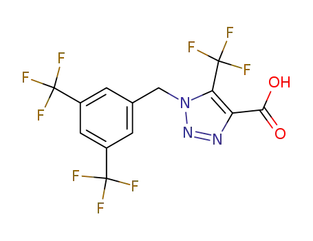 Molecular Structure of 823189-30-6 (1H-1,2,3-Triazole-4-carboxylic acid,
1-[[3,5-bis(trifluoromethyl)phenyl]methyl]-5-(trifluoromethyl)-)