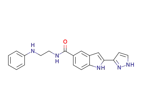 Molecular Structure of 827317-15-7 (1H-Indole-5-carboxamide, N-[2-(phenylamino)ethyl]-2-(1H-pyrazol-3-yl)-)